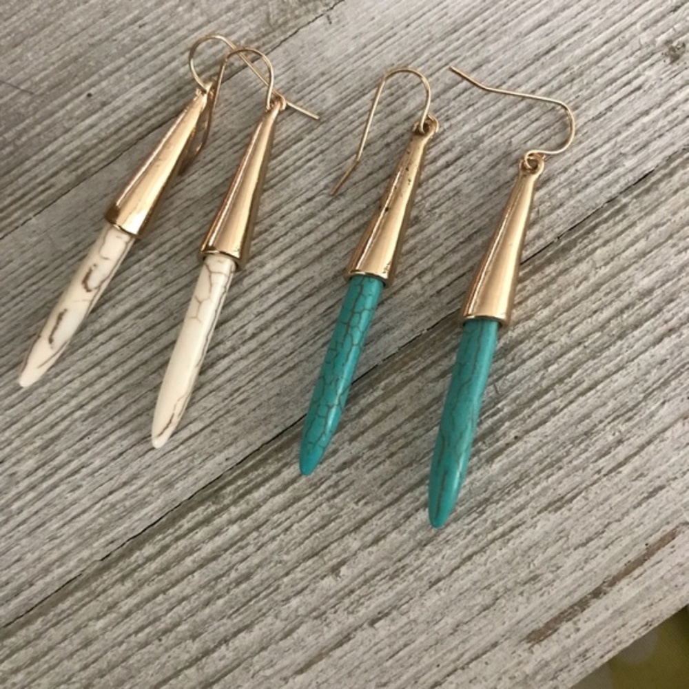 NWT Marble & Gold Dangle Earrings in Two Colors - Picture 2 of 4